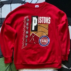 Vintage Detroit Pistons Crewneck NBA 90s Print size XL Made In USA